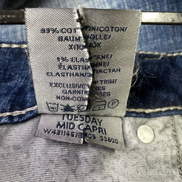Silver Jeans Tuesday Mid Capri Women 28 Blue Stretch Embroidered W42114SJL405 - Picture 8 of 16